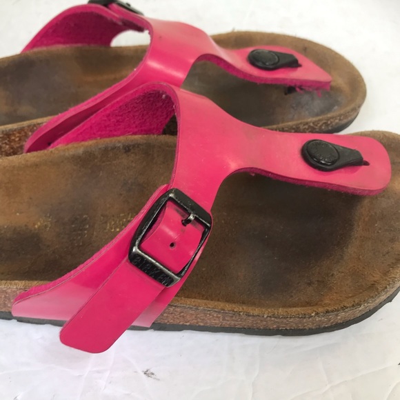 BIRKENSTOCK GIZEH Kids Thong Pink Vegan Leather Sandals Slides Mules Slides Cork - Picture 8 of 14